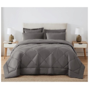 Cannon 200 Thread 3-Piece Full/Queen Comforter Set, Gray