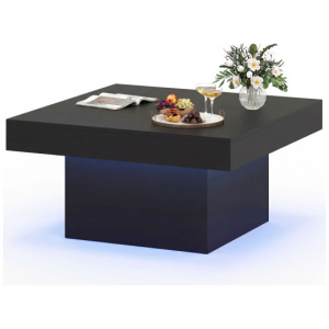 Coffee Table Accent Table with LED Lights and Dynamic Modes-Black