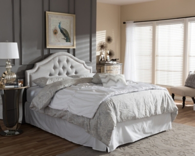 Cora Upholstered Full Headboard, Gray/Beige