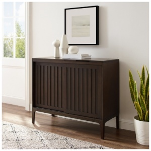 Crosley Furniture Asher Record Storage Media Console, Dark Brown