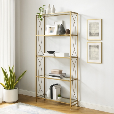 Crosley Furniture Helena 76" Bookcase, Gold