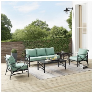 Crosley Furniture Kaplan Outdoor Conversation Set with Side Table, Mist