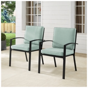 Crosley Furniture Kaplan Outdoor Dining Chair (Set of 2), Mist