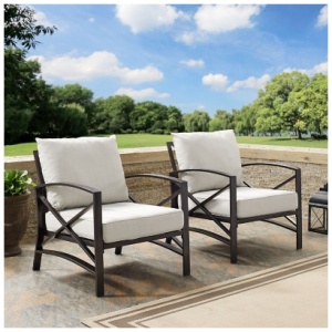 Crosley Furniture Kaplan Outdoor Lounge Chair (Set of 2), Oatmeal