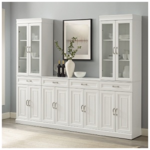 Crosley Furniture Stanton 3-Piece Sideboard and Pantry Set, White
