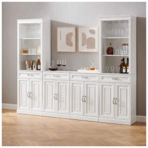 Crosley Furniture Stanton Sideboard and Bar Cabinet Set, White