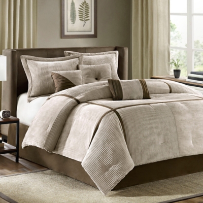 Dallas Queen 7 Piece Comforter Set, Taupe