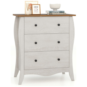 Dresser for Bedroom with 3 Folding Fabric Drawers and Anti-tipping Kit-Gray