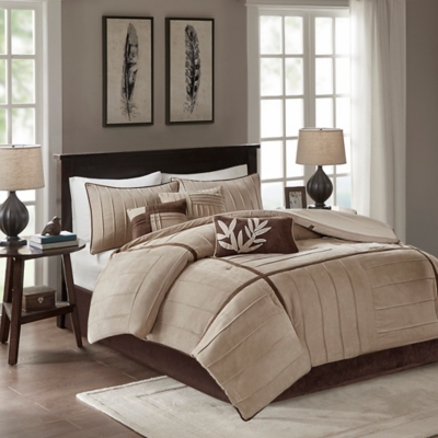 Dune Queen 7 Piece Comforter Set, Beige