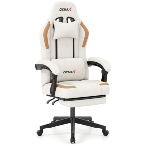 Ergonomic Video Game Chair with Headrest for Home Office-Beige