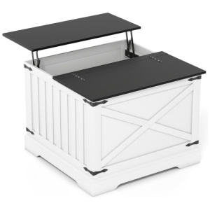 Farmhouse Lift Top Coffee Table with Hidden Storage Compartment-Black
