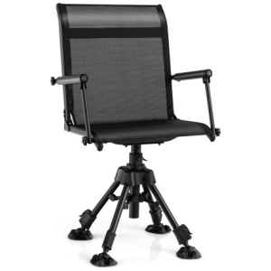 Folding Swivel Patio Chair with 4 Adjustable Leg-Black
