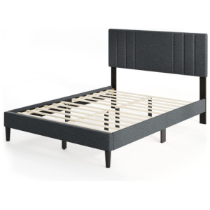 Full/Queen/Twin Size Bed Frame with Vertical Channel Tufted Headboard and Wooden Slats-Full Size