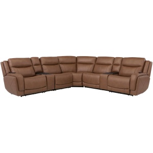 Harbin 7-pc. Leather Triple Power Sectional w/ Cooler Console