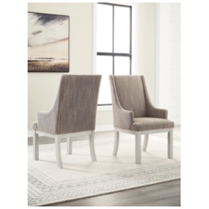 Havalance Dining Arm Chair, White/Gray