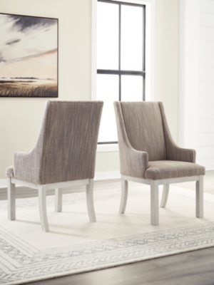 Havalance Dining Arm Chair, White/Gray