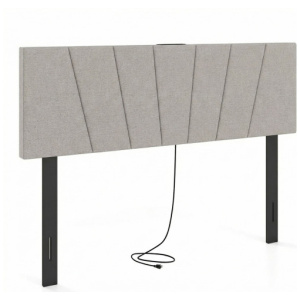 Headboard for Queen and Full Size Bed Geometric Upholstered Head Board-Gray