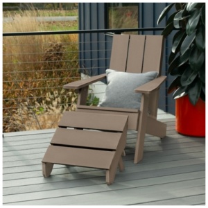 Highwood Italica Outdoor Adirondack Chair with Ottoman, Woodland Brown