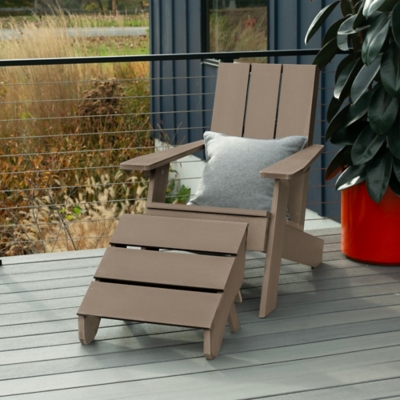 Highwood Italica Outdoor Adirondack Chair with Ottoman, Woodland Brown