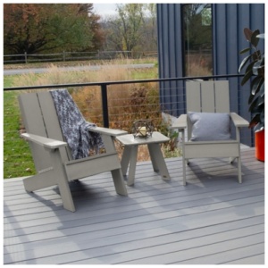 Highwood Italica Outdoor Side Table and Adirondack Chair (Set of 2), Harbor Gray