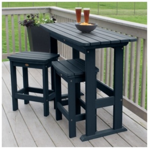 Highwood Lehigh Outdoor Dining Table and 2 Chairs, Federal Blue