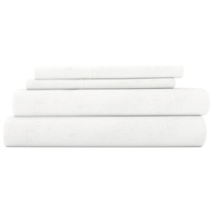 Home Collection Premium Ultra Soft Flannel King Bed Sheet Set, White