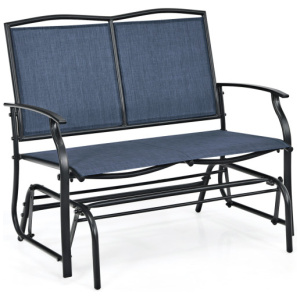 Iron Patio Rocking Chair for Outdoor Backyard and Lawn-Navy