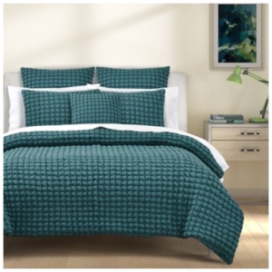 J. Queen Bold Cloud Puff 3 Piece Full/Queen Quilt Set, Teal