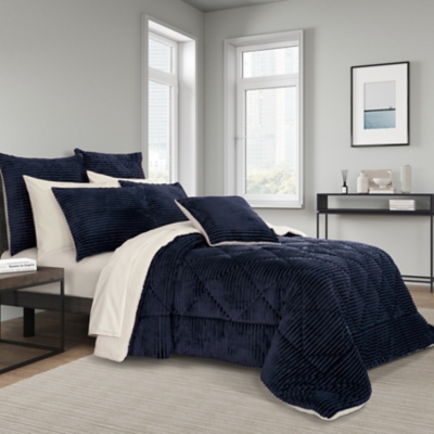 J. Queen New York Everett 3 Piece Full Comforter Set, Navy