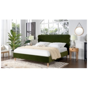 Jennifer Taylor Stockholm Wavy Headboard Platform King Bed, Olive Green