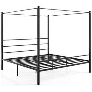 King Size Metal Canopy Bed Frame with Slat Support