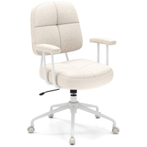 Leathaire Upholstered Task Home Office Chair with Cushioned Back-Beige