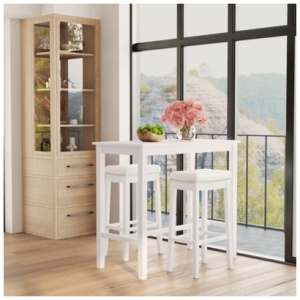 Linon Claridge Bar Height Dining Table and 2 Bar Stools, White/Beige