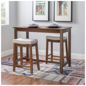 Linon Claridge Counter Height Dining Table and 2 Bar Stools Set, Gray/White