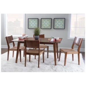 Linon Farren Dining Table and 4 Chairs, Brown