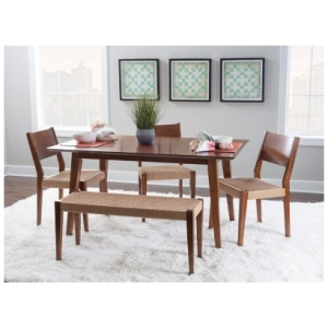 Linon Farren Dining Table and 5 Chairs, Brown