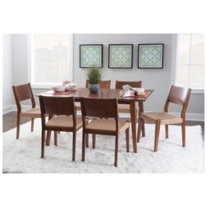 Linon Farren Dining Table and 6 Chairs, Brown