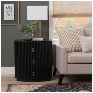 Linon Kara 24" 3 Drawer Nightstand, Black