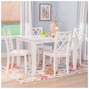 Linon Kolt Rectangular Dining Table and 4 Chairs, White