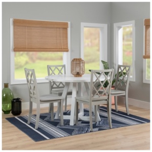 Linon Kolt Round Dining Table and 4 Chairs, Gray