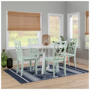 Linon Kolt Round Dining Table and 4 Chairs, Mint