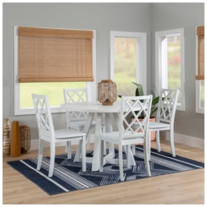 Linon Kolt Round Dining Table and 4 Chairs, White