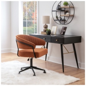 Linon Porter Home Office Desk Chair, Caramel