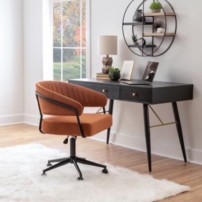 Linon Porter Home Office Desk Chair, Caramel