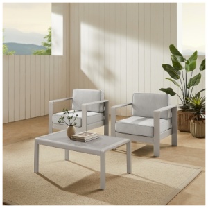 Linon Rosemary Outdoor Lounge Chair and Coffee Table, Gray