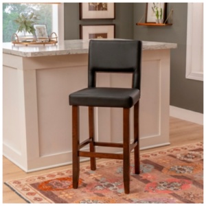 Linon Vega Bar Height Bar Stool, Black