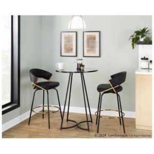 LumiSource Cece Counter Height Dining Table, Black