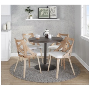 LumiSource Dakota Charlotte Dining Table and 4 Chairs, Cream/Espresso