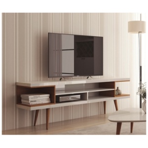 Manhattan Comfort 71" Utopia TV Stand, White/Brown