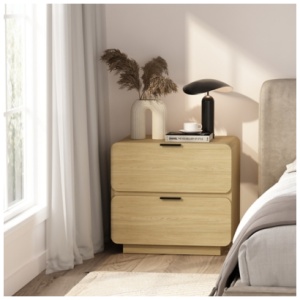 Manhattan Comfort Chrystie 26" 2 Drawer Nightstand, Natural